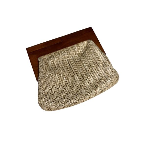Vintage Style Twine Woven & Wood Clutch - Picture 1 of 5